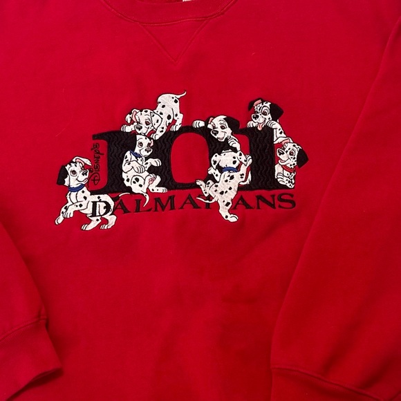 The Disney Store Embroidered 101 Dalmatians Red Sweatshirt Long Sleeves Sz: XL - Picture 3 of 7